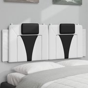 vidaXL Almofadão de cabeceira 120 cm couro artificial preto e branco