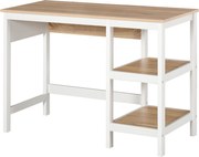 HOMCOM Mesa de Escritório Mesa de Secretária 2 em 1 com Prateleira de 2 Níveis 110x48x76 cm Cor Madeira e Branco | Aosom Portugal