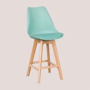 Pacote De 4 Bancos Altos De 65 Cm Com Almofada Em Couro Sintético Nórdico Verde Jade - Sklum