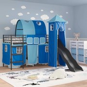 vidaXL Estrutura de Cama Loft para Crianças Preto e Azul 74,5 x 190 cm