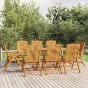 vidaXL Cadeiras reclináveis de jardim 8 pcs madeira de teca maciça