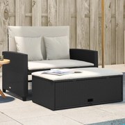 vidaXL Sofá de jardim com almofadões 2 lugares vime PE preto