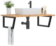 vidaXL Prateleira de parede p/ lavatório aço/madeira carvalho maciça