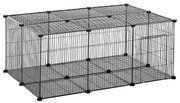 PawHut Recinto Estimação DIY Modular 22 Painéis Porta Fácil Montagem Coelhos Espaço Amplo 105x70x45 cm Preto Resistente | Aosom Portugal