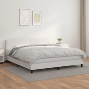 Cama com molas/colchão 180x200 cm couro artificial branco