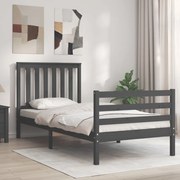 Estrutura de cama com cabeceira 90x200 cm madeira maciça cinza