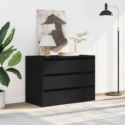 Cómoda com 3 Gavetas - 80x41x58 cm - derivados de madeira - preto
