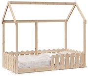 Cama infantil formato casa 80x160 cm madeira de pinho maciça