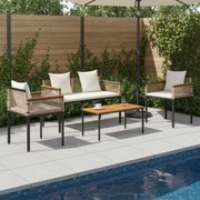 vidaXL Conjunto de Móveis para Exterior 4 pcs Bege e Branco Creme