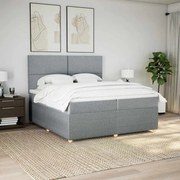vidaXL Cama com molas/colchão 200x200 cm tecido cinza-claro