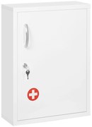 kleankin Armário de Parede de Aço para Medicamentos de 3 Níveis com Fechadura e 2 Chaves para Casa de Banho 40x15x53,5 cm Branco
