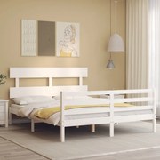 vidaXL Estrutura de cama com cabeceira 160x200 cm madeira maciça