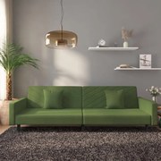 vidaXL Sofá-cama 2 lugares com duas almofadas veludo verde-escuro