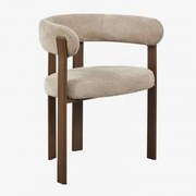 Cadeira De Jantar Com Braços Estofada E Em Ferro Jolie Castanho Madeira Escura & Chenille Castanho Trigo - Sklum