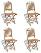 vidaXL Cadeiras de exterior dobráveis bambu 4 pcs