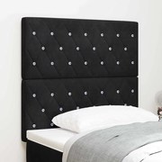 vidaXL Cabeceira estofada em veludo preto com botões de cristal, 90 cm