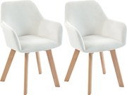 HOMCOM Conjunto de 2 Cadeiras de Jantar Modernas Estofadas em Veludo com Pernas de Madeira para Sala de Estar 54x57x80 cm Creme | Aosom Portugal
