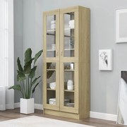 vidaXL Armário vitrine derivados de madeira carvalho sonoma