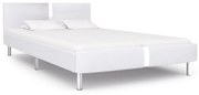 Estrutura de cama sem colchão 135x190cm couro artificial branco