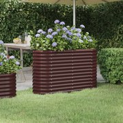 vidaXL Canteiro elevado jardim 114x40x68cm aço revestido a pó castanho