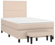 vidaXL Cama boxspring c/ colchão 120x190cm couro artificial cappuccino