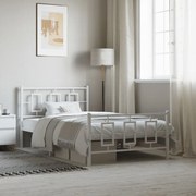 vidaXL Estrutura de cama com cabeceira e pés 107x203 cm metal branco