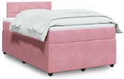 Cama boxspring com colchão 120x200 cm veludo rosa