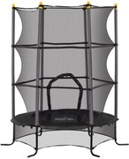 HOMCOM Trampolim para Crianças com Rede de Segurança e Estrutura de Aço para Interiores e Exteriores Carga 50 kg Ø163x190 cm Preto