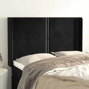 Cabeceira de cama c/ abas veludo 147x16x118/128 cm preto