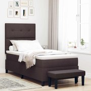 vidaXL Cama Box Spring com Colchão &amp; Banco Marron Escuro 80x200 cm Tecido