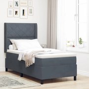 Cama Box com Colchão e LED vidaXL Cinza Escuro 90x190 cm Veludo