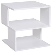 HOMCOM Mesa de Cabeceira Mesa de Café Auxiliar 2 Níveis  40x40x43 cm Branco