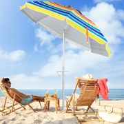 Guarda-sol de praia portátil com inclinação ajustável e saco de transporte para jardim, pátio, exterior 198 x 213 cm Multicolor