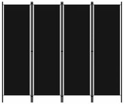 vidaXL Divisória de quarto com 4 painéis 200x180 cm preto