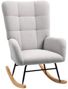 HOMCOM Poltrona de Balanço Revestimento Acolhedor Acolchoamento Espesso detalhes Antiderrapantes Cinza Claro | Aosom Portugal