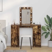 vidaXL Mesa de Maquilhagem com Luzes LED Carvalho Fumado 102x33x135 cm
