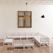 13 pcs conjunto lounge de jardim pinho maciço branco