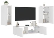 vidaXL 3 pcs móveis de parede para TV com luzes LED branco