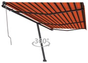 Toldo automático independente 600x350 cm laranja e castanho