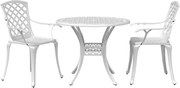 vidaXL 3 pcs conjunto de bistrô alumínio fundido branco