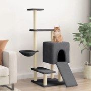 vidaXL Árvore gatos c/ postes arranhadores sisal 130,5 cm cinza-escuro