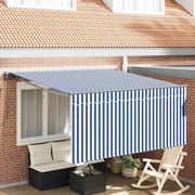 vidaXL Toldo Retrátil Listras Azuis e Brancas Largo
