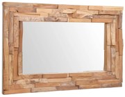 vidaXL Espelho decorativo em teca 90x60 cm retangular