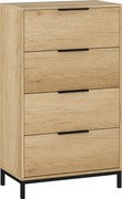 HOMCOM Cómoda de 4 Gavetas Cómoda para Dormitório Alta com Puxadores Metálicos Cómoda Estreita para 62x35x105 cm Castanho Rústico | Aosom Portugal