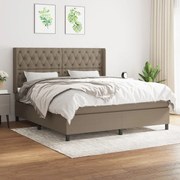 vidaXL Cama com molas/colchão 160x200 cm tecido castanho-acinzentado