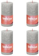 Bolsius Velas rústicas cilíndricas Shine 4pcs 130x68 mm cinzento areia