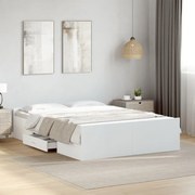 vidaXL Estrutura de cama c/ gavetas 135x190cm derivados madeira branco