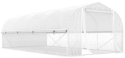 Outsunny Estufa tipo Túnel 6x3x2 m com 8 Janelas Cobertura de PE Anti UV e Porta Enrolável e Paredes Laterais Branco | Aosom Portugal