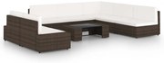 vidaXL 8 pcs conjunto lounge p/ jardim c/ almofadões vime PE castanho