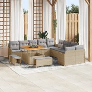 Conjunto de Sofá de Jardim de 13 Peças com Almofadas Bege Rattan Sinté